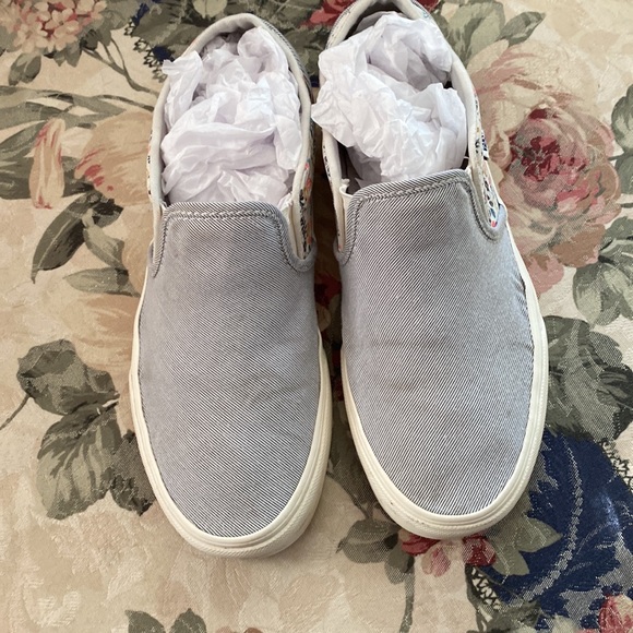 VANS OFF THE WALL Blue floral slip on size 8 WOMANS Gently used - Picture 5 of 8